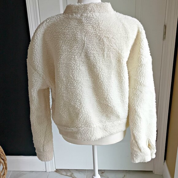 NEW! SEMI CROP SHERPA BUTTON UP BOMBER JACKET - Picture 3 of 5
